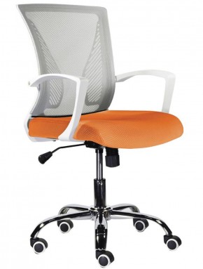 Кресло BRABIX "Wings MG-306", пластик белый, хром, сетка, серое/оранжевое, 532011 в Карталах - kartaly.ok-mebel.com | фото