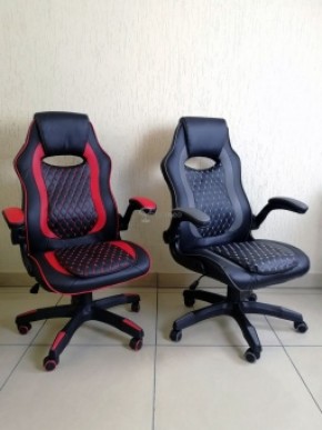 Кресло геймерское Barneo K-37 (черная экокожа красные вставки) в Карталах - kartaly.ok-mebel.com | фото 4