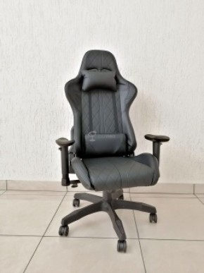 Кресло геймерское Barneo K-52 (черная экокожа черные вставки) в Карталах - kartaly.ok-mebel.com | фото 1