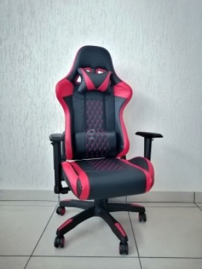 Кресло геймерское Barneo K-53 (черная экокожа красные вставки) в Карталах - kartaly.ok-mebel.com | фото 1