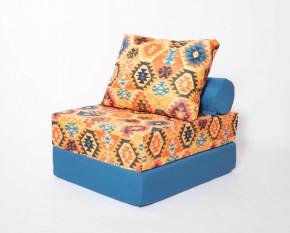 Кресло-кровать-пуф бескаркасное Прайм (мехико желтый-морская волна) в Карталах - kartaly.ok-mebel.com | фото