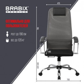 Кресло офисное BRABIX PREMIUM "Ultimate EX-800" хром, плотная двойная сетка Х2, черное/серое, 532912 в Карталах - kartaly.ok-mebel.com | фото 3