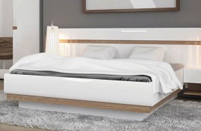 Кровать 140/TYP 91-01 с подъемником, LINATE ,цвет белый/сонома трюфель в Карталах - kartaly.ok-mebel.com | фото