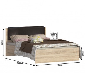 Кровать (1400) Веста СБ-2263 Дуб Сонома (без основания) в Карталах - kartaly.ok-mebel.com | фото 3