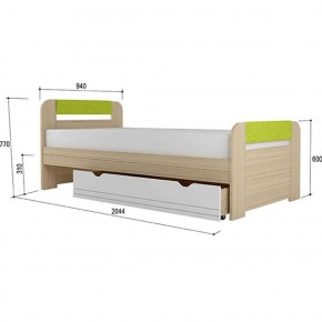 Кровать 900 + Подлокотники Стиль № 900.3 NEW (туя светлая/лайм) в Карталах - kartaly.ok-mebel.com | фото 2
