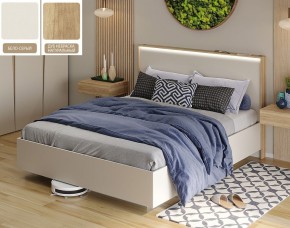 Кровать (Бело-серый U775 ST9/Дуб Небраска натуральный) 1600 в Карталах - kartaly.ok-mebel.com | фото
