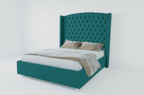 Кровать Берлин ЛЮКС с ПМ 1400 (велюр бирюзовый) в Карталах - kartaly.ok-mebel.com | фото 3