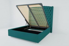 Кровать Берлин ЛЮКС с ПМ 1600 (велюр бирюзовый) в Карталах - kartaly.ok-mebel.com | фото