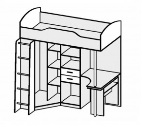 Кровать-чердак Бриз-1 УНИ (Ясень темный/светлый) в Карталах - kartaly.ok-mebel.com | фото 2