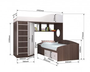 Кровать-чердак Кадет 2 с металлической лестницей в Карталах - kartaly.ok-mebel.com | фото 2