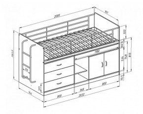 Кровать-чердак "Дюймовочка-6"  Белый/Голубой в Карталах - kartaly.ok-mebel.com | фото 2