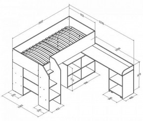 Кровать-чердак "Теремок-2" Дуб молочный в Карталах - kartaly.ok-mebel.com | фото 3