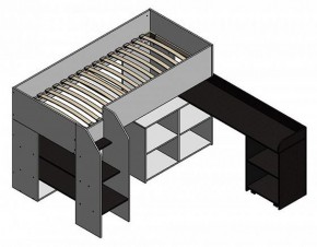 Кровать-чердак "Теремок-2" Дуб молочный/Розовый в Карталах - kartaly.ok-mebel.com | фото 2