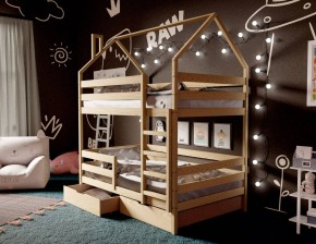 Кровать-домик двухъярусная 80*190 без покраски в Карталах - kartaly.ok-mebel.com | фото
