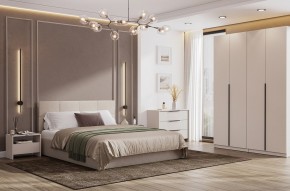 Кровать двойная №4 с основанием (Бежевый) в Карталах - kartaly.ok-mebel.com | фото 3