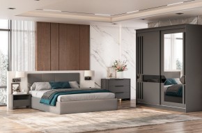 Кровать двойная №4 с основанием (Серый) в Карталах - kartaly.ok-mebel.com | фото 3