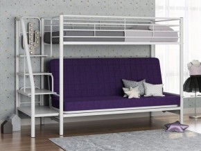 Кровать двухъярусная с диваном "Мадлен-3" (Белый/Фиолетовы) в Карталах - kartaly.ok-mebel.com | фото 1