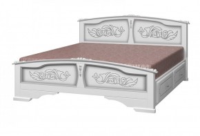 ЕЛЕНА Кровать из массива 1600 (Белый жемчуг) с 2-мя ящиками в Карталах - kartaly.ok-mebel.com | фото