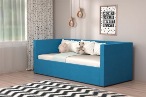 Кровать с ПМ (арт.030) (с/м 900*2000мм) (б/матр), ткань синяя в Карталах - kartaly.ok-mebel.com | фото