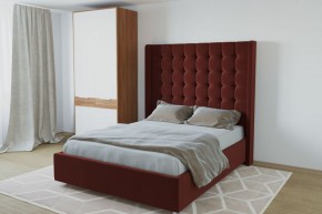 Кровать Венеция ЛЮКС с ПМ 1200 (велюр бордо) в Карталах - kartaly.ok-mebel.com | фото 2