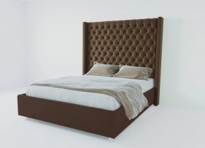 Кровать Версаль ЛЮКС с ПМ 1400 (экокожа коричневая) в Карталах - kartaly.ok-mebel.com | фото