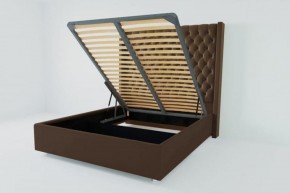 Кровать Версаль ЛЮКС с ПМ 1600 (экокожа коричневая) в Карталах - kartaly.ok-mebel.com | фото 2