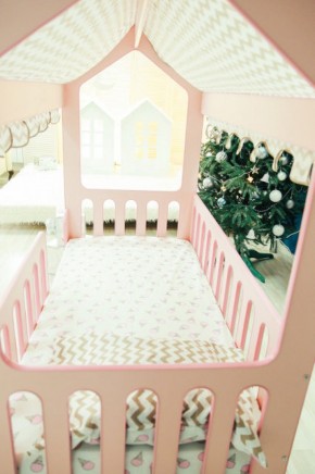 Кровать-домик без ящика 800*1600 (Розовый) в Карталах - kartaly.ok-mebel.com | фото 3