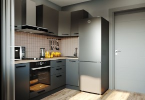 Кухня угловая Антрацит 2200х1000 (Стол. 38мм) в Карталах - kartaly.ok-mebel.com | фото