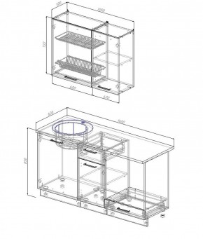 Кухонный гарнитур Антрацит 1600 (Стол. 26мм) в Карталах - kartaly.ok-mebel.com | фото 2