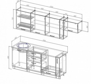 Кухонный гарнитур Антрацит 2550 (Стол. 26мм) в Карталах - kartaly.ok-mebel.com | фото 2