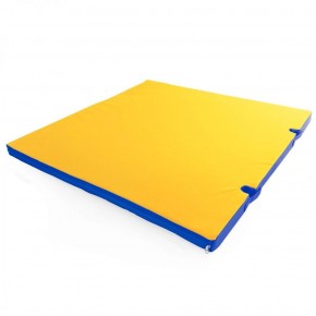 Мат гимнастический 1х1х0,05м с вырезом под стойки цв. синий-желтый в Карталах - kartaly.ok-mebel.com | фото 1