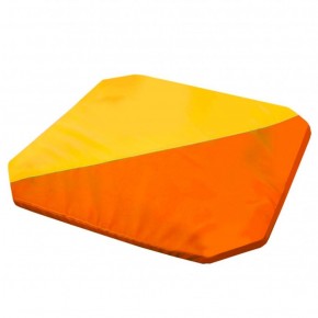 Мат гимнастический, квадратный, складной. Длина: 130 см, ширина: 130 см, толщина: 5 см оранжевый-желтый   в Карталах - kartaly.ok-mebel.com | фото
