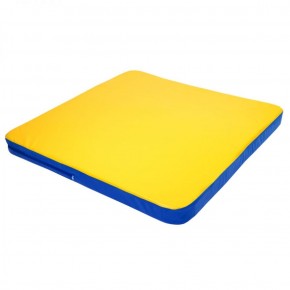 Мат гимнастический 1,36х1,36х0,08м складной закругленные углы цв. синий-желтый (для ДСК Игрунок) в Карталах - kartaly.ok-mebel.com | фото