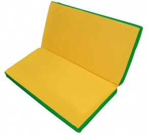 Мат гимнастический 1х1х0,08м складной цв. зеленый-желтый в Карталах - kartaly.ok-mebel.com | фото 1