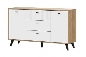 МИЛАН Комод 3 ящика двухстворчатый (Белый Матовый) в Карталах - kartaly.ok-mebel.com | фото