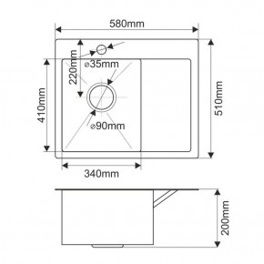 Мойка HD5851L MELANA ProfLine 3,0/200 САТИН врезная прямоугольная с коландером HD5851L в Карталах - kartaly.ok-mebel.com | фото 2