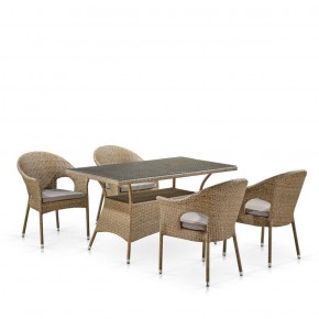 Обеденный комплект плетеной мебели T198B/Y79B-W56 Light Brown (4+1) в Карталах - kartaly.ok-mebel.com | фото 1