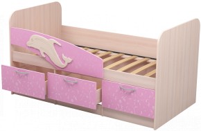 Кровать Дельфин 1,9 (Дуб молочный/фасад - Ламарти розовый) в Карталах - kartaly.ok-mebel.com | фото 1