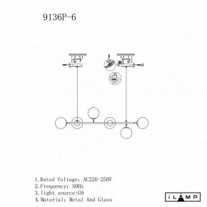 Подвесная люстра iLamp Golden 9136P/6 BK-WH в Карталах - kartaly.ok-mebel.com | фото 3