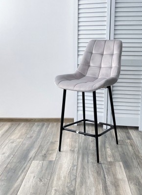 Полубарный стул ХОФМАН, цвет H-09 Светло-серый, велюр / черный каркас H=63cm М-City в Карталах - kartaly.ok-mebel.com | фото 2