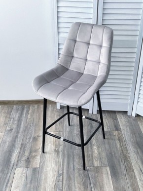 Полубарный стул ХОФМАН, цвет H-09 Светло-серый, велюр / черный каркас H=63cm М-City в Карталах - kartaly.ok-mebel.com | фото 4
