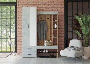 Прихожая Домино (Крафт золотой/Бетон) в Карталах - kartaly.ok-mebel.com | фото 3