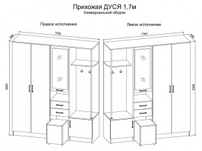 Прихожая Дуся 1.7 УНИ (Дуб Бунратти/Белый Бриллиант) в Карталах - kartaly.ok-mebel.com | фото 2