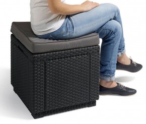 Пуфик Куб с подушкой (Cube with cushion) коричневый - серо-бежевый* в Карталах - kartaly.ok-mebel.com | фото 2