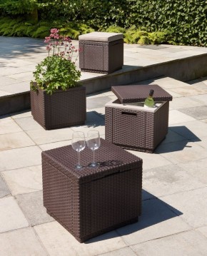 Пуфик Куб с подушкой (Cube with cushion) коричневый - серо-бежевый* в Карталах - kartaly.ok-mebel.com | фото 3