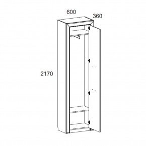 Шкаф 1DW, OLIVIA, цвет вудлайн крем/дуб анкона в Карталах - kartaly.ok-mebel.com | фото 2