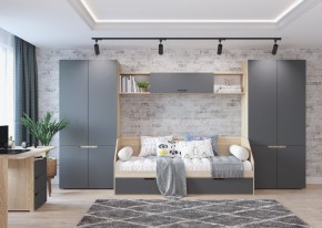 Шкаф 2-х створчатый АНТАЛИЯ (Сонома/Графит софт) в Карталах - kartaly.ok-mebel.com | фото 3