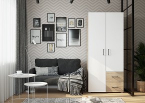 Шкаф 2-х створчатый с ящиками VICTOR (Сонома-Белый) в Карталах - kartaly.ok-mebel.com | фото 3
