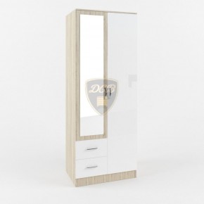 Шкаф 2-х створчатый с зеркалом Софи СШК 800.3 (дуб сонома/белый глянец) в Карталах - kartaly.ok-mebel.com | фото