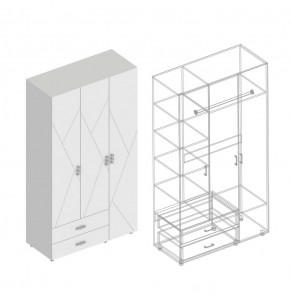 Шкаф 3-ств. с 2 ящ. "Сандра" в Карталах - kartaly.ok-mebel.com | фото